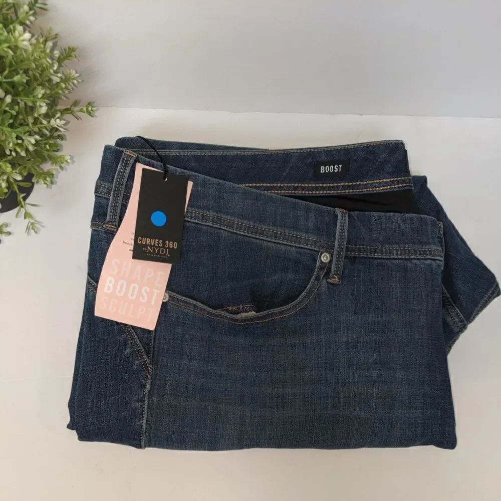 NYDJ Plus Size 26 Cropped Skinny Curves 360 Raw Cuff Jackson Ankle Capri Jeans